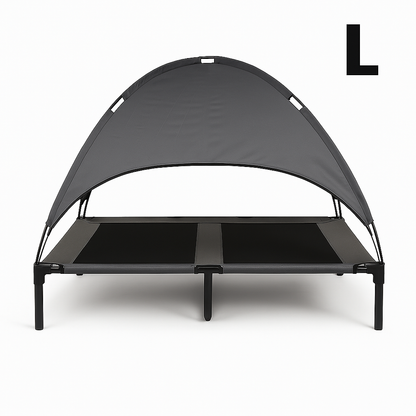 PupHut Outdoor Raised Dog Bed – XL Size Lounger with Shade Canopy