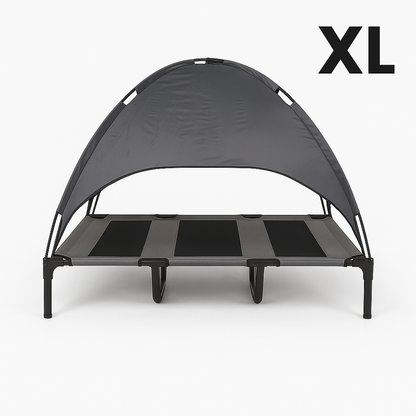 PupHut Outdoor Raised Dog Bed – XL Size Lounger with Shade Canopy