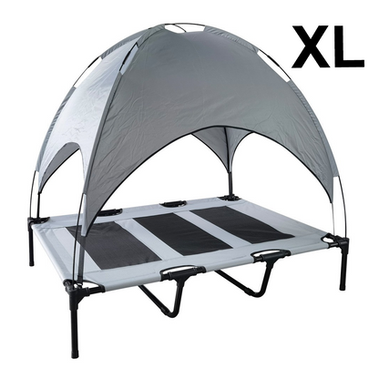 PupHut Outdoor Raised Dog Bed – XL Size Lounger with Shade Canopy
