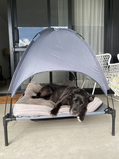 PupHut Outdoor Raised Dog Bed – XL Size Lounger with Shade Canopy
