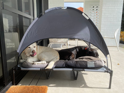 PupHut Outdoor Raised Dog Bed – XL Size Lounger with Shade Canopy