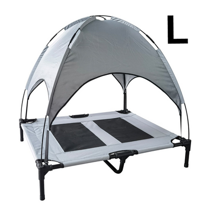 PupHut Outdoor Raised Dog Bed – XL Size Lounger with Shade Canopy